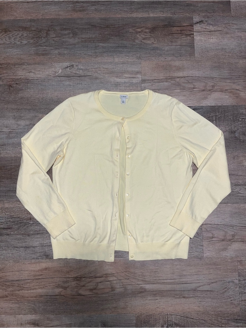 L.L.Bean Supima Cotton Cardigan Butter Yellow size Large